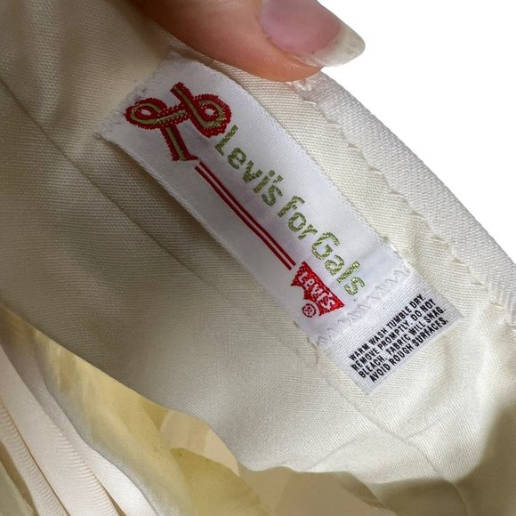 Vintage 70s Levis for Gals Off White Polyester High Rise Wide Leg Pants Size 12 - Picture 3 of 15